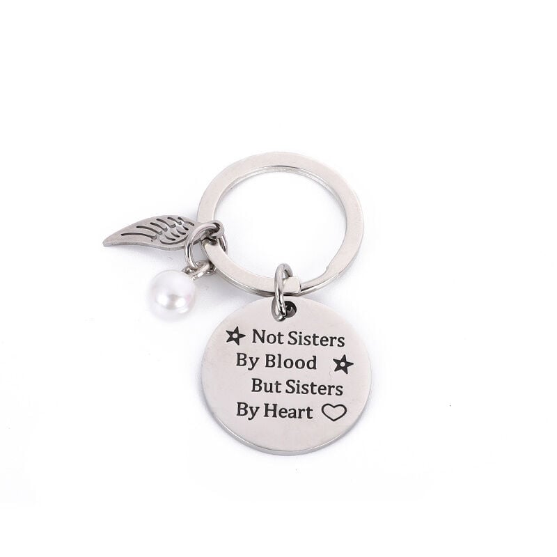 Fei Yu - Porte-clés avec aile et étiquette avec texte 'Sisters by Heart'