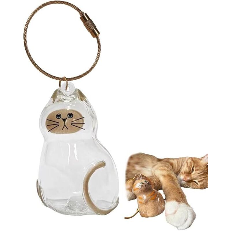 Porte-clés bouteille transparente pour récupérer les poils de chat, souvenir, boîte de rangement, anneau porte-clés, breloque de sac