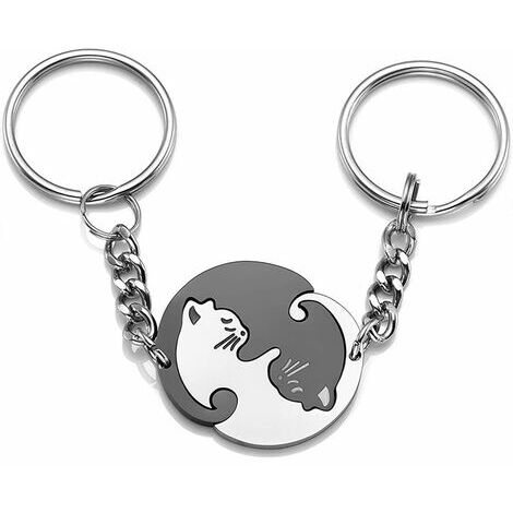Porte-clés chat yin yang porte-clés puzzle détachable peut être utilisé comme cadeau pour partenaire, amitié