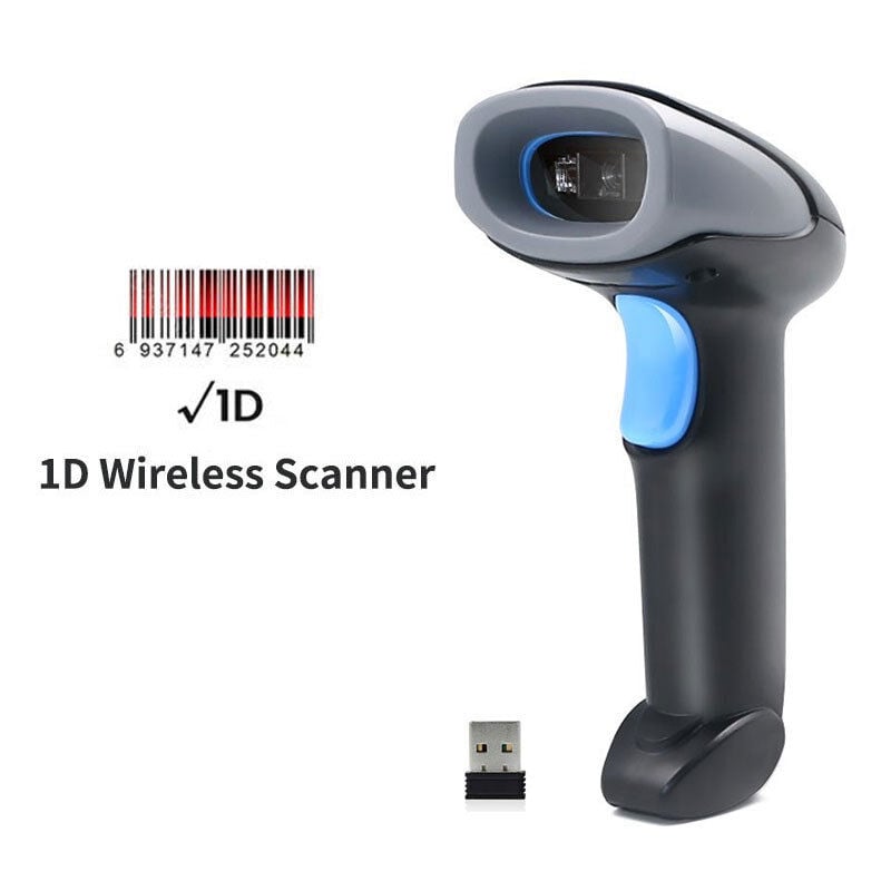 Coocheer - Scanner de codes-barres laser, scanner de codes-barres, universel --- 1D sans fil