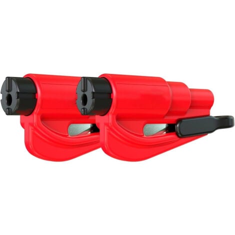 Marteau Brise Vitre Marteau De Secours Voiture - Brise-vitre + Coupe-ceinture - Lot De 2 - Rouge Coupe Ceinture Voiture