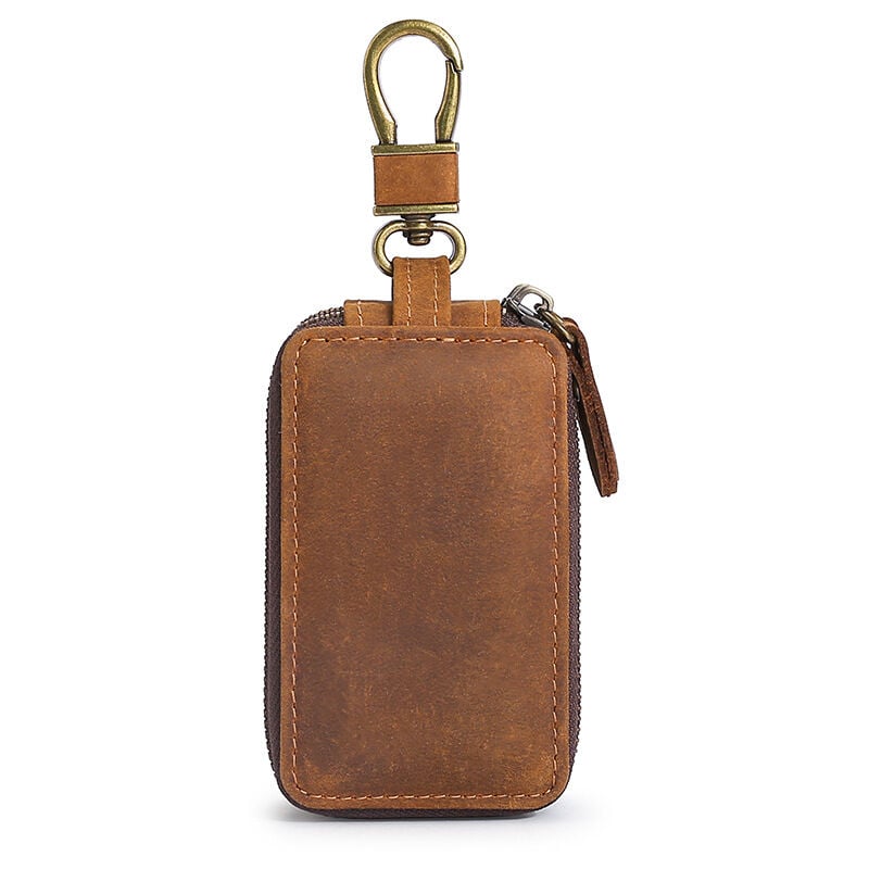 Porte-clés de voiture en cuir vintage portable pour sac porte-clés