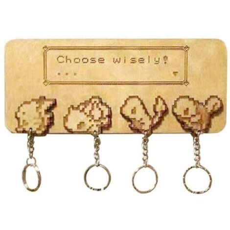 Porte-clés en bois Pokemon porte-clés mural porte-clés support décor à la maison-