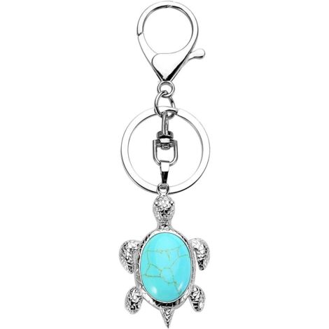 Porte-clés en cristal mignon tortue et oeil de tigre