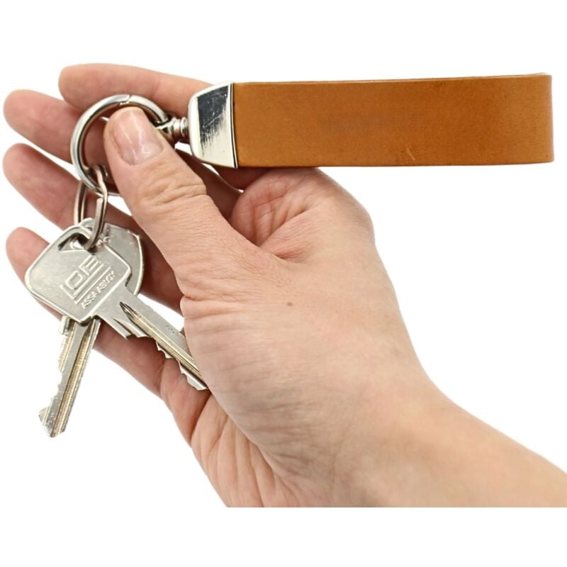Porte-clés en cuir PREMIUM avec fermoir, grand, ÉLÉGANT porte-clés en CUIR