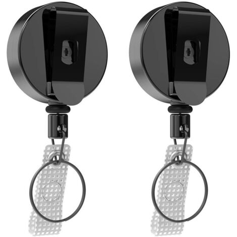 Porte-clés extensible amélioré en 2 pièces, lanière haute performance extensible avec fil d'acier épaissi pour clés, porte-cartes, porte-cartes d'identité, fil d'acier rétractable de 70 cm,