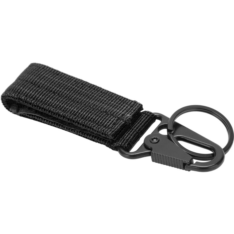 Porte-clés extérieur avec mousqueton et sangle auto-agrippante, clip de ceinture noir