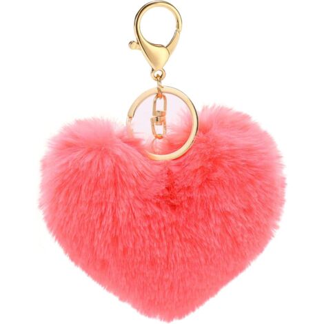 Porte-clés Fluffy Peluche Coeur Charme Anneau Porte-clés, 1410cm
