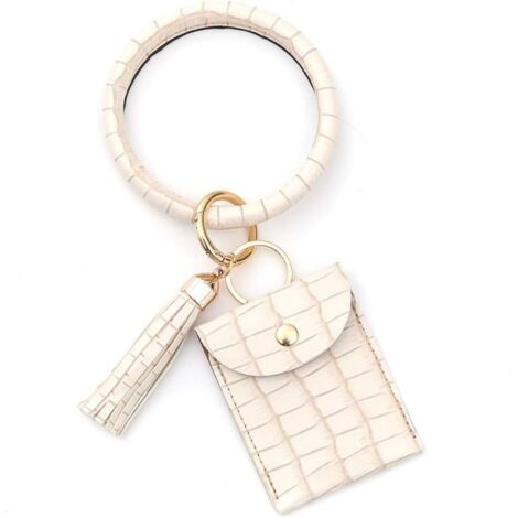Porte-clés grand cercle avec portefeuille (blanc),
