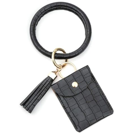 Porte-clés grand cercle avec portefeuille (noir),