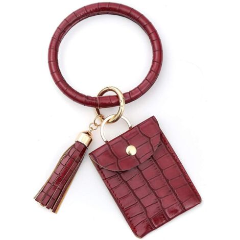 Porte-clés grand cercle avec portefeuille (rouge),