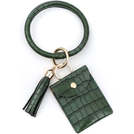 Porte-clés grand cercle avec portefeuille (vert),