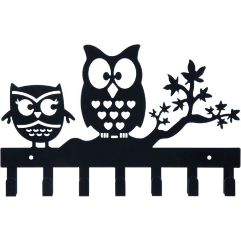 Porte-Clés Hibou Créatif en Fer Forgé - JINFGERNE - Décoration Murale Simple et Élégante - Noir