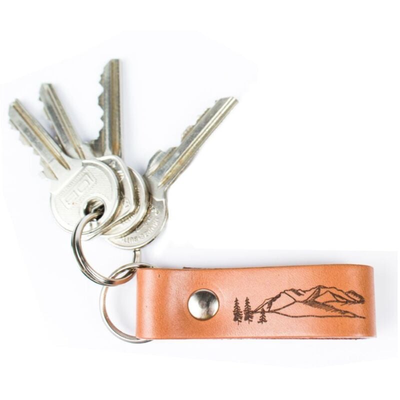 Porte-clés MONTAGNES, porte-clés avec montagnes, cuir, cognac, Black Tree