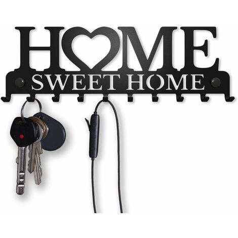 Porte-Clés Mural Accroche Clef Sweet Home Décoratif (10 Crochets), Patère en Métal pour Porte d'Entrée, Cuisine ou Garage  Rangement pour Clés de Maison, Travail, Voiture, Véhicules  Décor Vintage