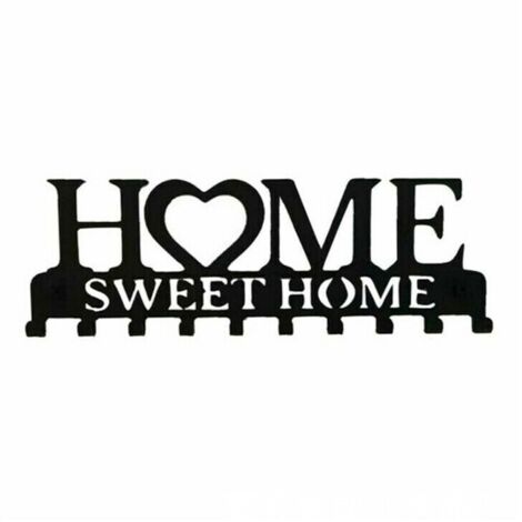 Porte-Clés Mural Accroche Clef Sweet Home Décoratif (10 Crochets), Patère en Métal pour Porte d'Entrée, Cuisine ou Garage,Rangement pour Clés de Maison, Travail, Voiture, Véhicules,Décor Vintage