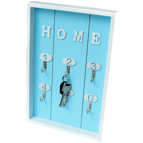 Porte-clés mural en bois avec 6 crochets, gris - AquaForge