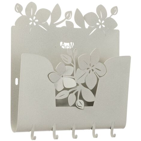 Porte-clés mural Romeo 28x5x24 cm en fer peint ivoire - Design moderne et décoratif avec fixation murale - Fabriqué en Italie