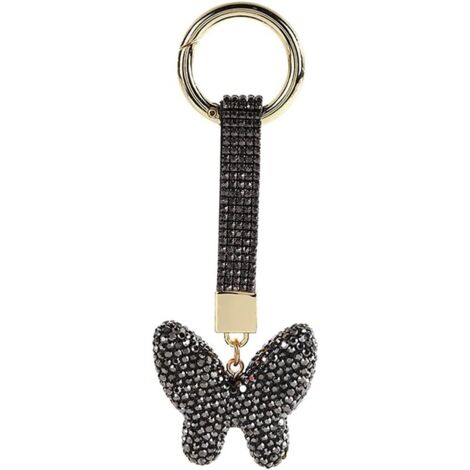 Porte-clés papillon strass (gris)
