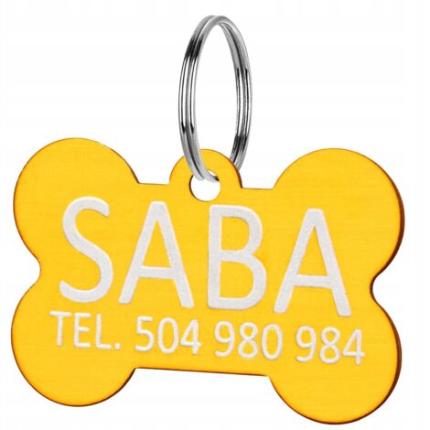 Porte-clés pendentif os de chien avec étiquette d'identification et nom en or