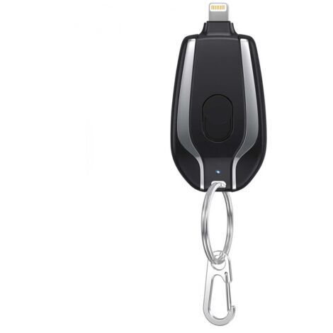 Porte-clés Powerbank 1500mAh USB Lightning Chargeur portable d'urgence  Couleur: Noir