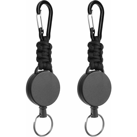 FranceOutdoor Porte-clés rétractable, attache ceinture, mousqueton - cordon  de 69 cm