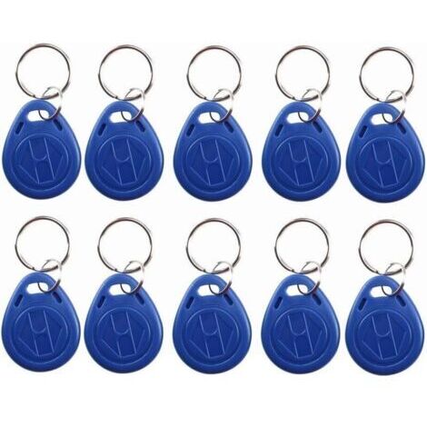 Porte-clés RFID inscriptible 125 kHz T5577/EM4305, étiquette NFC, jeton d'identification de proximité, porte-clés de contrôle d'accès pour systèmes de sécurité, bleu (10)