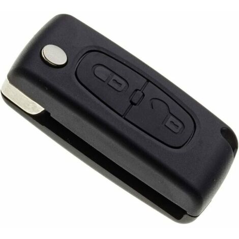 Porte-clés sans lame compatible avec Peugeot 207, 307 et 308 avec 1 pile Maxell CR1620  Télécommande à 2 boutons antibrouillard pour clé de voiture