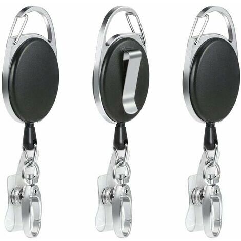 Porte-Clés Yoyo - Enrouleur Rétractable Longueur 68.5 Cm Avec Ressort Renforcé Et Cordon Résistant,Pour Des Cartes D'Identité Avec Porte-Clés Clip De Ceinture Et Le Crochet De Serrage