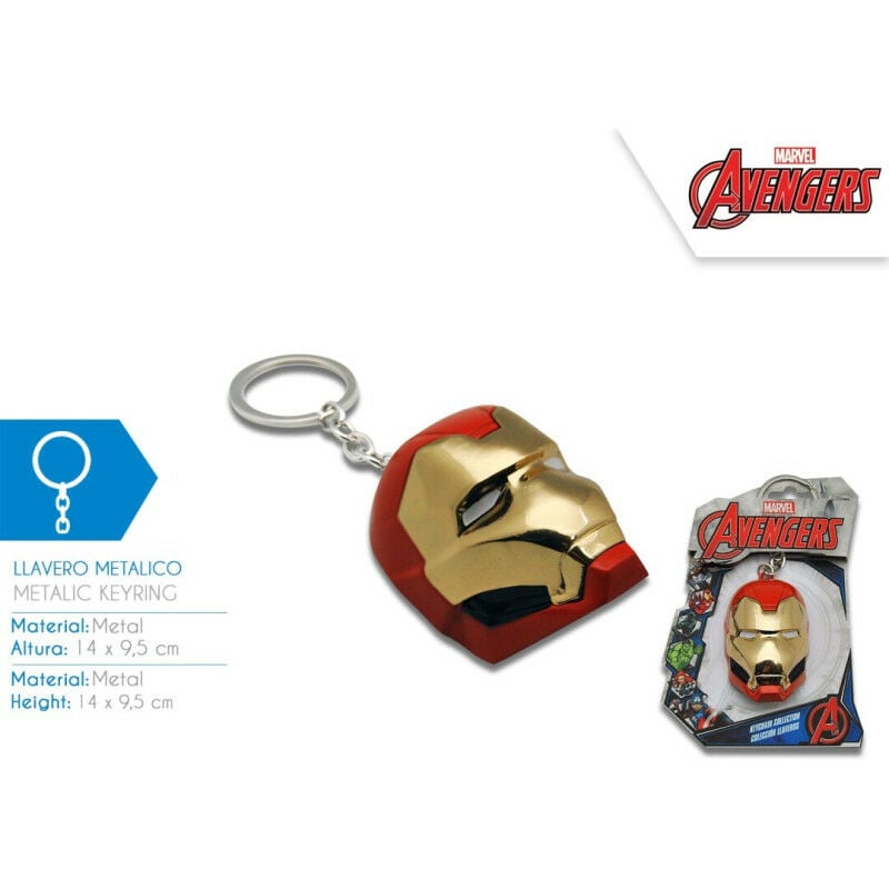 Porte clés Marvel Avengers tete avec casque de Iron Man - 4x9.5cm