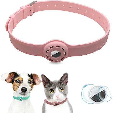 Porte-collier de chien collier de chat 9-19,5 pouces collier de chien en silicone souple rose
