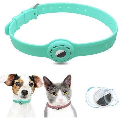 Porte-collier pour chien Collier pour chat 9-19,5 pouces Collier de chien en silicone souple Vert