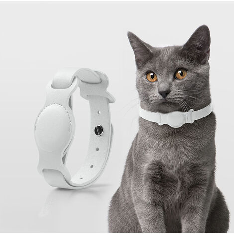 Porte-collier pour chien, étui en cuir PU pour GPS AirTag Finder (blanc 40 cm)