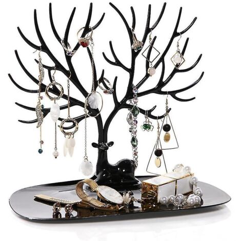 Porte-colliers, présentoir à bracelets, organisateur de bijoux, arbre à bijoux décoratif - 1 pièce - Noir