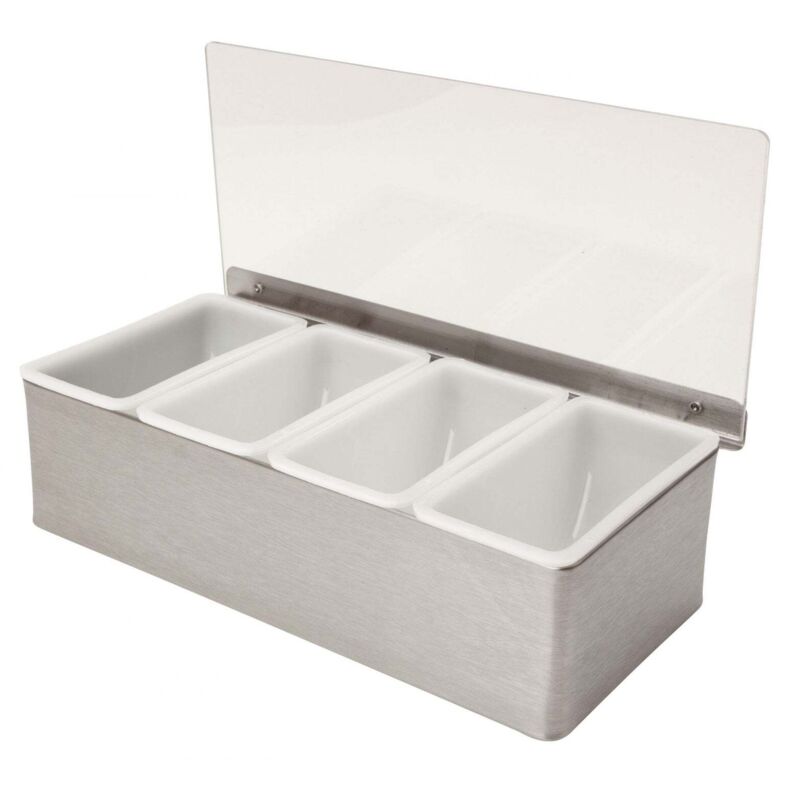 Porte-condiment - 4 compartiments - Inox