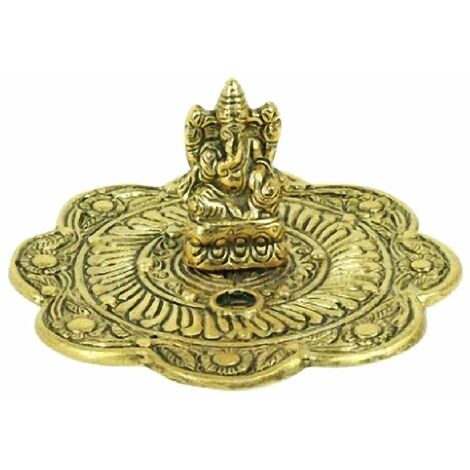 Porte-cônes d'encens Ganesh en aluminium doré