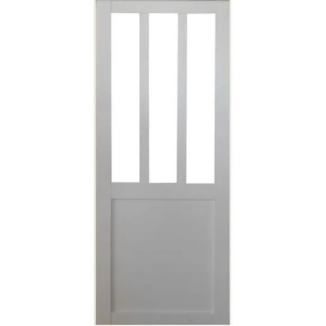 Porte Coulissante Atelier En Enrobe Blanc Largeur 73 - - blanc-02