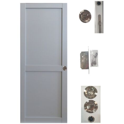 Porte Coulissante Athena 2 Panneaux RAL7035 H204 x L73 + serrure a condamnation