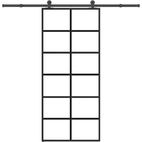 Porte coulissante avec kit de quincaillerie-Porte intérieure avec kit de montage complet 90x205 cm Verre ESG 841213