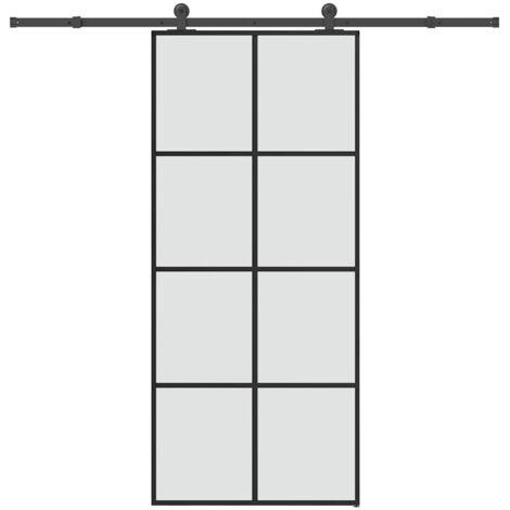 Porte coulissante avec kit de quincaillerie-Porte intérieure avec kit de montage complet 90x205 cm Verre ESG 900290