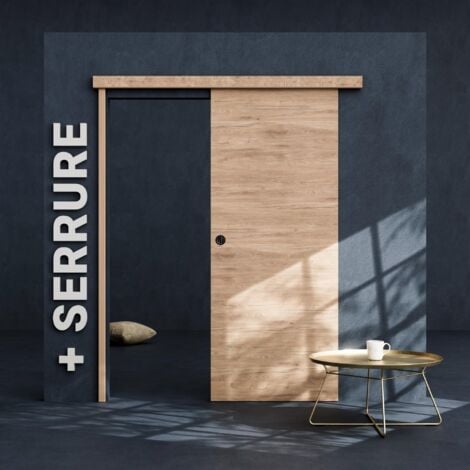 MON MARCHÉ DÉCO Porte Coulissante avec Rail + Serrure - Denver 83 cm