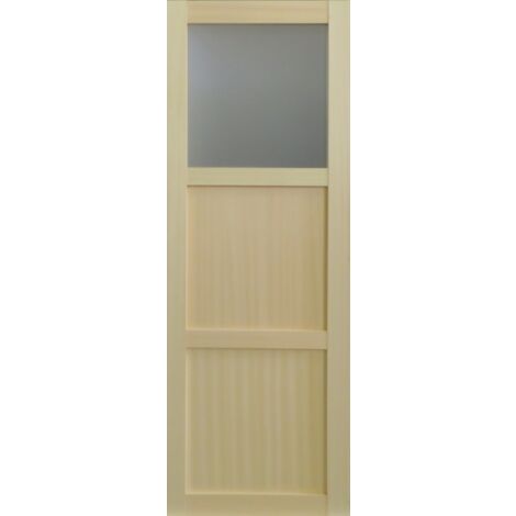 Porte Coulissante Ayous 2 Panneaux + 1 Vitrage H204 x l73 - naturel-10
