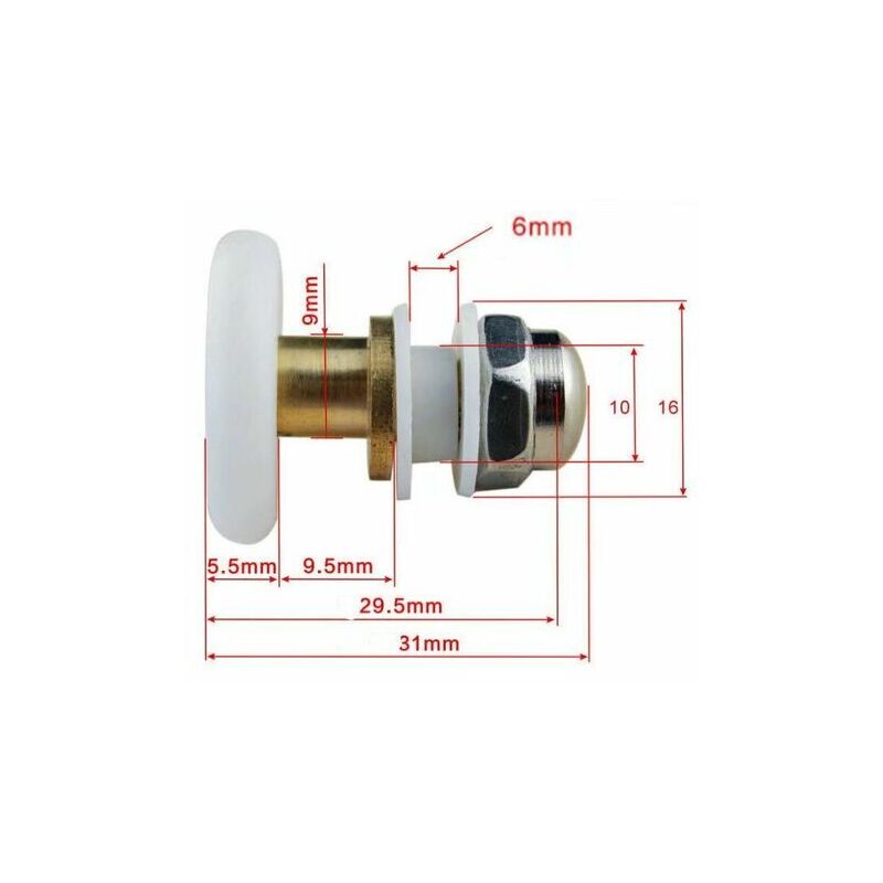 Ikodm - Porte Coulissante Douche 4 pcs 25mm, Poulie Excentrique pour Portes Cabine Douche Coulissante Pour Remplacement de Douche Coulissante Verre