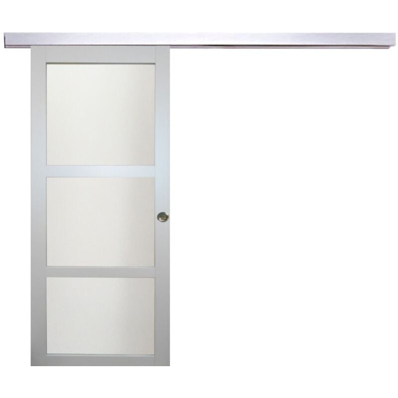 Gd Menuiseries - PORTE COULISSANTE EN ENROBE GRIS CLAIR largeur 83 + RAIL ALU + 2 COQUILLES POSEES ENVOYE DEPUIS LA France