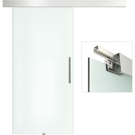 Porte coulissante en verre avec poignée, verre dépoli une face, porte intérieure moderne 102,5x205 cm, design élégant