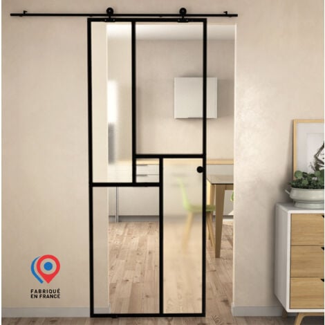Porte coulissante en verre seule - MINIMO - Largeur 72,5 cm - Fabrication Française AURYS NORMANDIE