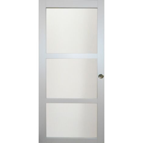 Porte Coulissante Greyria Gris Clair Ral7035 Vitree H204 X L83 Et 2 Coquilles