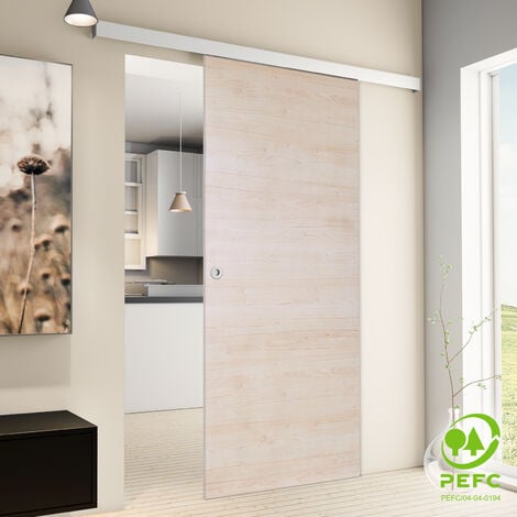 Porte coulissante intérieure Inova, 88 x 203 cm, érable, 2 poignées différentes, fermeture Softclose en option