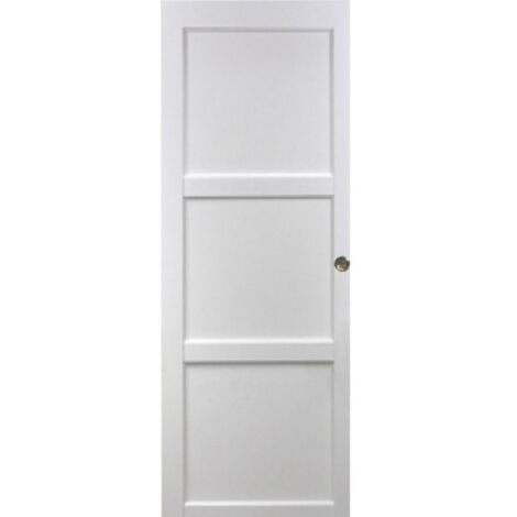 Porte Coulissante Korya Blanc 3 Panneaux H204 X L93 Et 2 Coquilles
