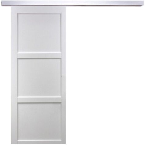 Porte Coulissante Korya Blanc 3 Panneaux H204 X L93 + Rail Alu
